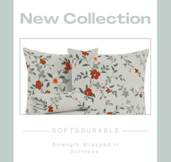 Bedding Set With 1 Pc Bedsheet, 2 Pc Cushion With Zip, 2 Pc Pillow Covers | 90 X 100 Inches, Grey & Pink - Soft, Breathable, & Lightweight For All-Season Comfort