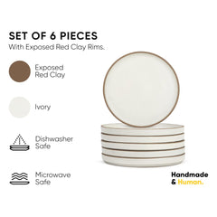 Quarter Plates Set Of 6, Off White Artisanal Series | Premium Stoneware Dessert Plates - Snacks Plates Set With Matte Finish | Snack Plate - Small Plates | Japandi Quarter Plates