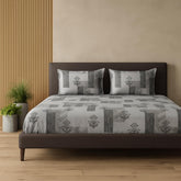1 Bedsheet For Double Bed With 2 Pillow Covers - 90 X 100 Inches, Grey | Premium Cotton Material Double Bedsheet Queen Size | Skin Friendly & Long Lasting