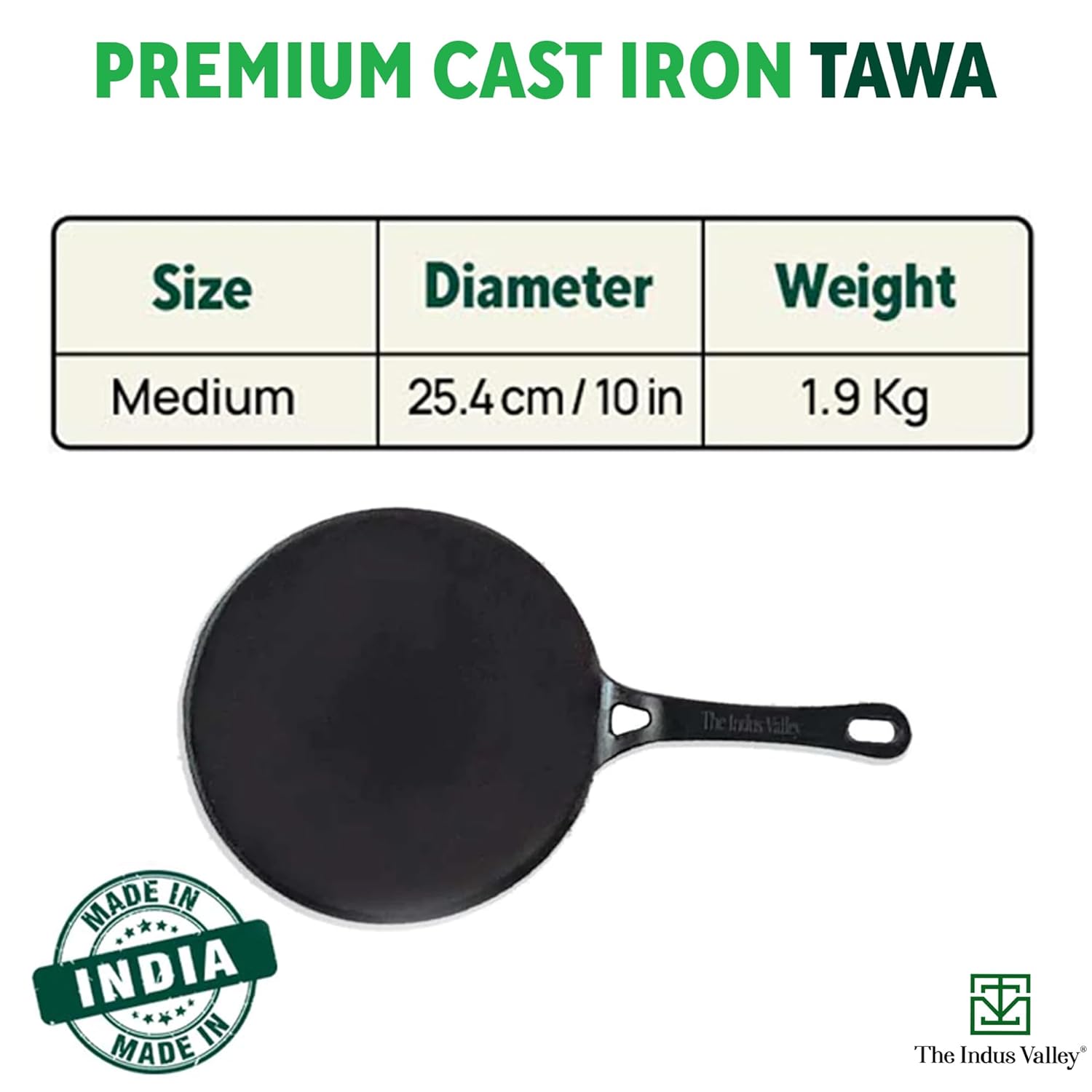 Pre-Seasoned Cast Iron Tawa For Dosa, Chapathi With Iron Tadka Pan | Nonstick, Pre-Seasoned Tava, 100% Pure & Toxin-Free - Pre-Seasoned Cast Iron Tawa + Free Flip, 25.4 Cm, 10 Inch Pre-Seasoned Cast Iron Tawa For Dosa, Chapathi With Iron Tadka Pan | Nonstick, Pre-Seasoned Tava, 100% Pure & Toxin-Free - Pre-Seasoned Cast Iron Tawa + Free Flip, 25.4 Cm, 10 Inch
