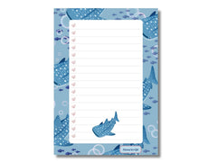 A5 Notes/To Do List Notepad, Beautiful Checklist Pad, Tear-Off Sheets (Whale, Blue) Pack Of 1