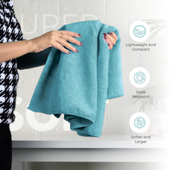 Black Gold The Finer Touch Microfiber Bath Towels 1000 Gsm | Super Absorbent, Lightweight, Ultra-Soft, Fade Resistant (Green Blue) - Pack Of 2