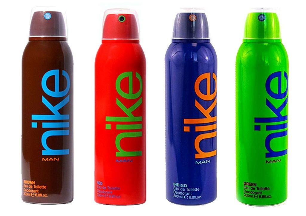 Nike Brown, Red, Indigo & Green Eau De Toilette Man Deodorant 800ml 27.0 Fl.oz. Pack Of 4 | Perfect Use For Partywear & Officewear Nike Brown, Red, Indigo & Green Eau De Toilette Man Deodorant 800ml 27.0 Fl.oz. Pack Of 4 | Perfect Use For Partywear & Officewear