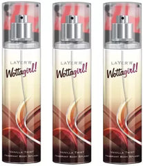 Layer'r Wottagirl Combo Of 3 Vanilla Twist Fragrant Body Splash 135ml 4.56 Fl.oz. Each | For Women