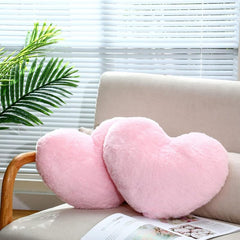 Soft Heart Throw Pillow, Plush Heart Shaped Decorative Pillow, Baby Pink - 35 Cm | Fluffy Heart Shaped Cushion For Girl On Valentine's Day Pillow | For Living Room, Dining, Sofa, Car