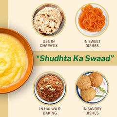 Organic Cow'S Desi Ghee By Just Organik | Rich In Nutrients Flavor Cow Ghee For Cooking & Ayurvedic Health | (500ml) 16.9 Ounce | Jar Pack