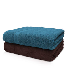 Sassoon Anatolia 100% Cotton Xl Bath Towel 1000 Gsm | Extra Soft, Quick Drying & Super Absorbent Bath Towel (Teal & Cocoa) - 2 Piece
