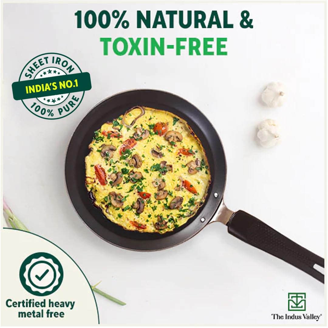 Pre-Seasoned Black Iron Omlette Pan With Bakelite Handle - Very Small, 19cm, 7.5 Inch, 0.5 Kg | Induction Friendly, Pre-Seasoned Fry Pan, 100% Pure & Toxin-Free, No Chemical Coating Pre-Seasoned Black Iron Omlette Pan With Bakelite Handle - Very Small, 19cm, 7.5 Inch, 0.5 Kg | Induction Friendly, Pre-Seasoned Fry Pan, 100% Pure & Toxin-Free, No Chemical Coating