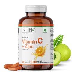 Inlife Natural Vitamin C Amla Extract With Zinc For Immunity & Skin Care | 60 Veg Tablets , 100gm 0.2lbs