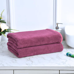 Black Gold The Finer Touch Microfiber Bath Towels 1000 Gsm | Super Absorbent, Lightweight, Ultra-Soft, Fade Resistant (Purple) - Pack Of 2