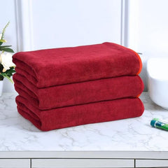 Black Gold The Finer Touch Microfiber Bath Towels 1500 Gsm | Super Absorbent, Lightweight, Ultra-Soft, Fade Resistant (Maroon) - Pack Of 3