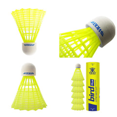 Yonex Mavis 10 Badminton Shuttlecocks Nylon | Yellow , Pack Of 6 , Cork Base & Nylon Skirt (Green Cap)
