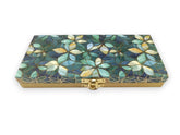 Premium Decorative Designer Mdf Gifting Cash Box Shagun & Jewellery Box For Weddings, Colour - Green Flowers, Material - Wood