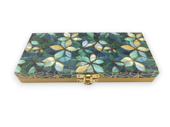 Premium Decorative Designer Mdf Gifting Cash Box Shagun & Jewellery Box For Weddings, Colour - Green Flowers, Material - Wood