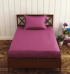 Cotton Single Bedsheet 1 Pillow Cover - 38 X 80 Inches, Rose Pink | All Around Elastic Fitted Bedsheet | Durable & Long Lasting Fabric, Naturally Breathable & Wrinkle Free