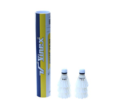 Vinex VX - 07 Badminton Duck Feather Shuttlecock | White , Pack Of 12 , Ideal For Intermediate Player
