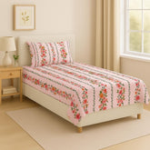 100% Cotton Bedsheet For Single Bed With One King Size Pillow Covers Soft - 60 X 90 Inches, Pink | Good For All-Season Everyday Use
