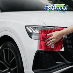 Softspun Microfiber Cloth 450 Gsm | Thick Lint & Streak-Free Multipurpose Cloths Automotive Microfibre Towels (3 Pcs) - Red
