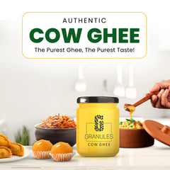 Organic Cow Ghee By Granules | Healthy & Flavorful Nutrients Pure Cow Desi Ghee Good For Your Favorite Dishes | 2.5 Litre (500ml * 5) 84.5 Ounce | Jar Pack