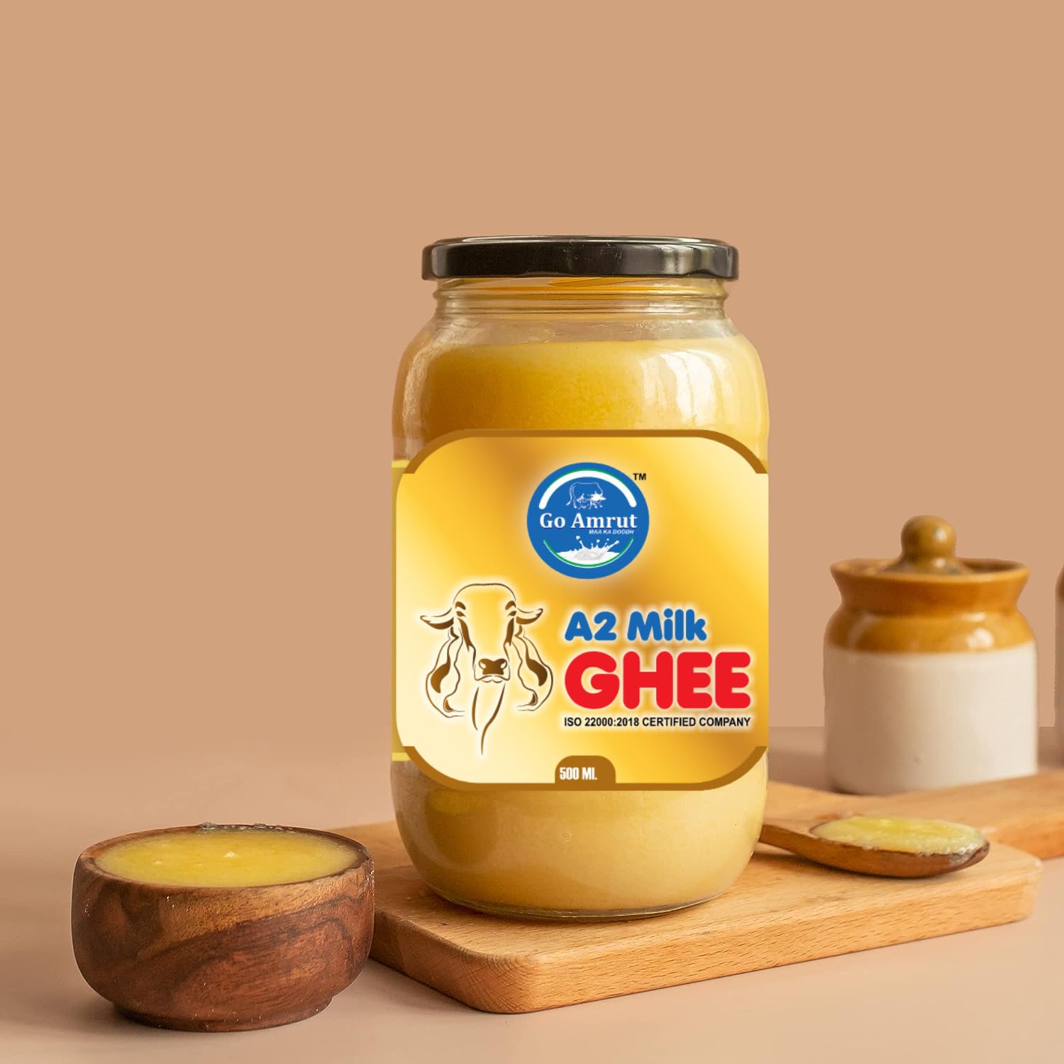 Pure A2 Milk Ghee By Go Amrut | Rich In Nutrients Vitamins A, D & K Healthy Desi Ghee Good For Skincare | 1 Litre (500ml * 2) 33.8 Ounce | Jar Pack Pure A2 Milk Ghee By Go Amrut | Rich In Nutrients Vitamins A, D & K Healthy Desi Ghee Good For Skincare | 1 Litre (500ml * 2) 33.8 Ounce | Jar Pack