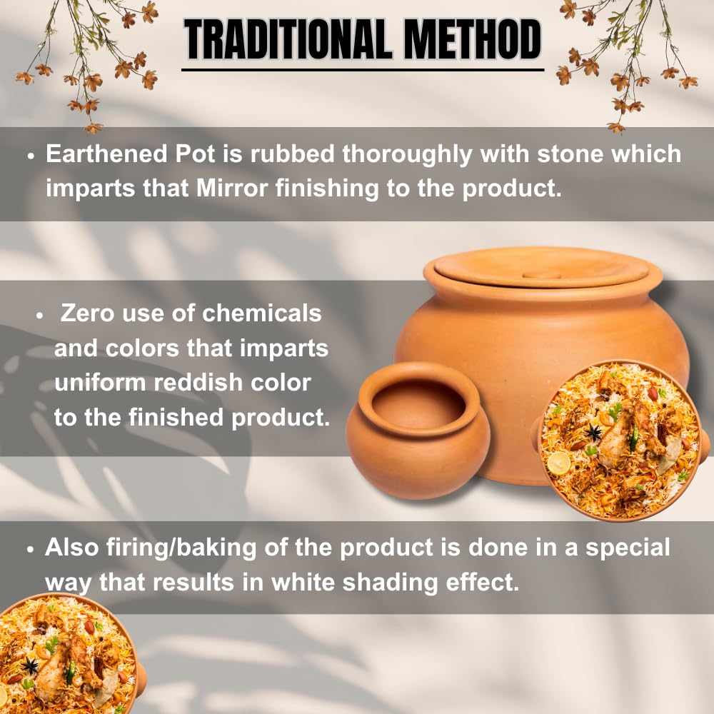 Exclusive Range Unglazed Clay Pot With Lid Pack Of 2 - 2.5 Liters Each | Lassi - Dahi - Yoghurt Handi | Biryani Handi - Earthen Kadai - Mud Handi | Mitti Ke Bartan With Lid Exclusive Range Unglazed Clay Pot With Lid Pack Of 2 - 2.5 Liters Each | Lassi - Dahi - Yoghurt Handi | Biryani Handi - Earthen Kadai - Mud Handi | Mitti Ke Bartan With Lid