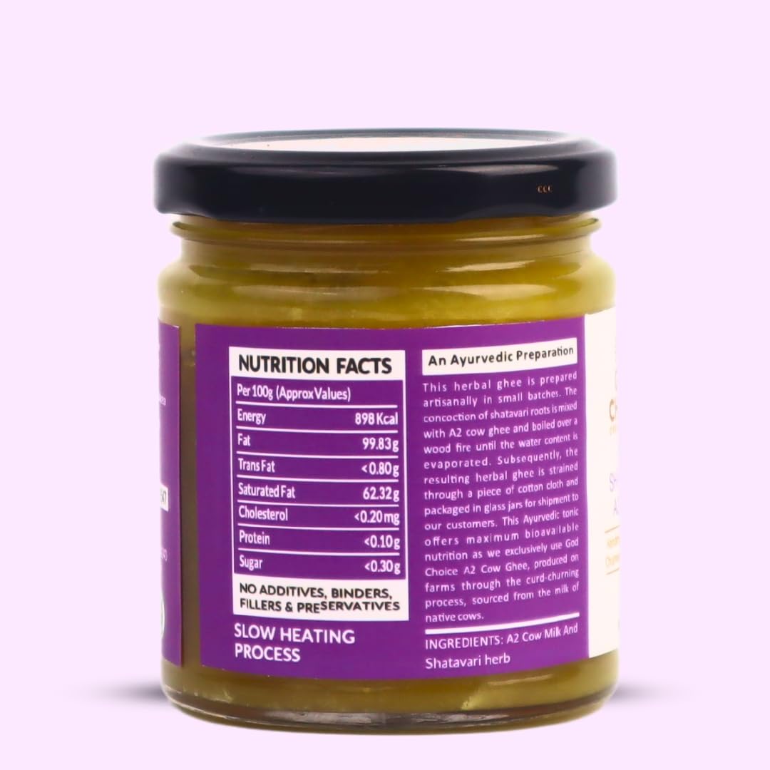 Premium Shatavari A2 Desi Cow Ghee By God Choice Organic Farms | High In Protein Fiber Healthy Desi Ghee For Overall Health | (150ml) 5.0 Ounce | Jar Pack Premium Shatavari A2 Desi Cow Ghee By God Choice Organic Farms | High In Protein Fiber Healthy Desi Ghee For Overall Health | (150ml) 5.0 Ounce | Jar Pack