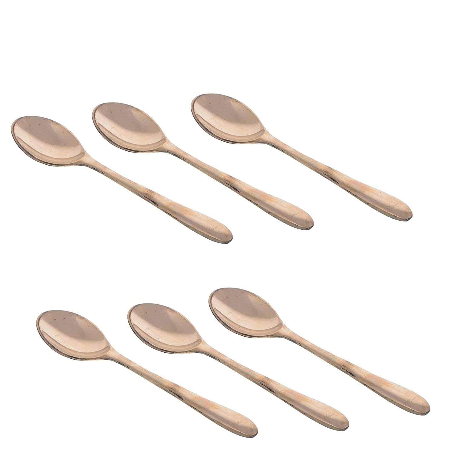 Kansa Royal Spoon For Desert Dishes Tableware 7'' Inches - Pack Of 6 | High Quality Bronze Kansa Spoon - Chammach Kansa Royal Spoon For Desert Dishes Tableware 7'' Inches - Pack Of 6 | High Quality Bronze Kansa Spoon - Chammach
