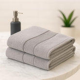 Akiko Home 100% Cotton Essential Series Bath Towel 400 Gsm | Soft, Absorbent, Quick Dry & Durable, Large Size Towel Pack Of 2 (Grey)