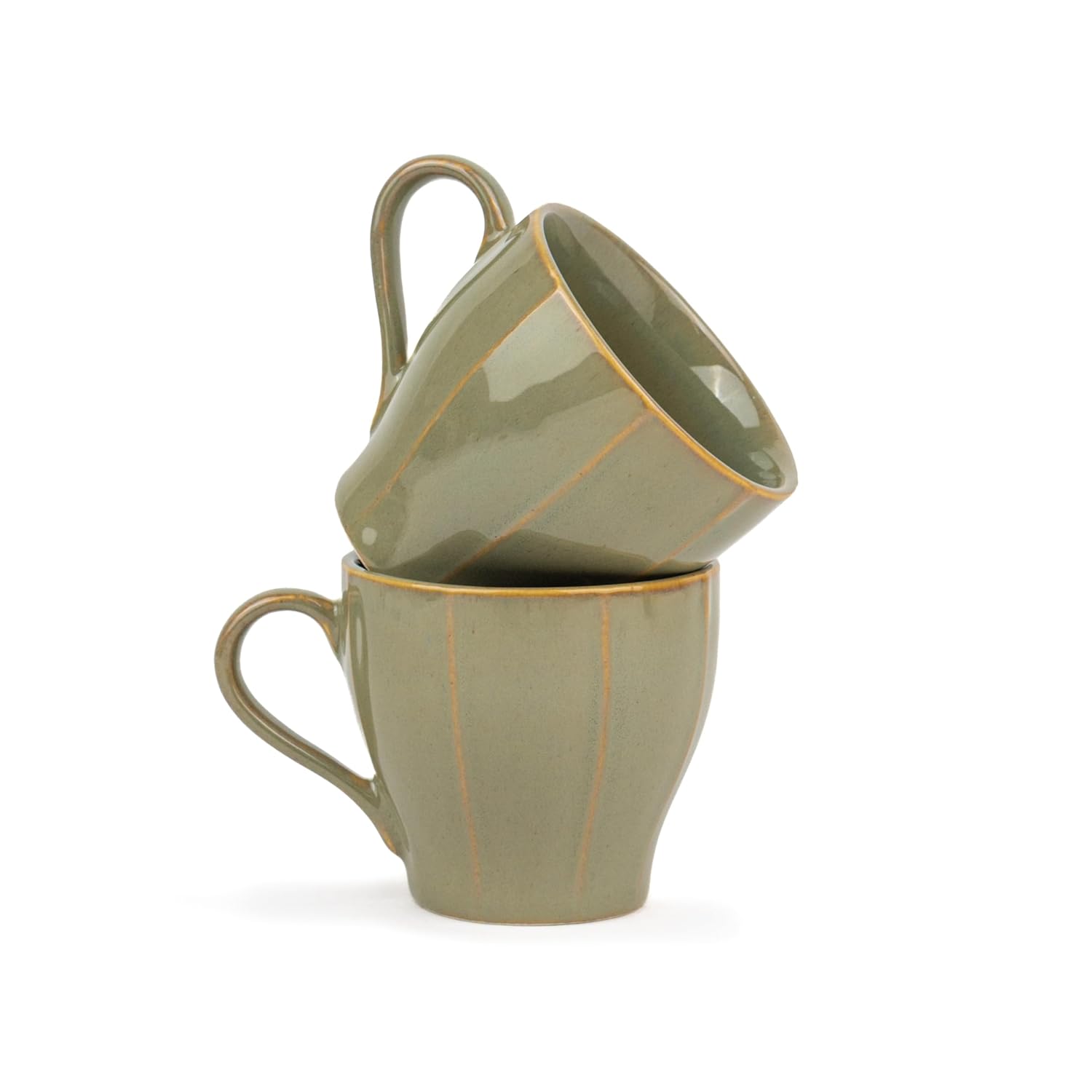 Ceramic Line Tea Cups Set Of 6 - Pista Green, 180ml Each | Tea Cup Set Of 6 - Premium Porcelain Tea Set | Ceramic Tea Cup With Glossy Finish - Small Cups For Tea | Line Tea Cup Only Ceramic Line Tea Cups Set Of 6 - Pista Green, 180ml Each | Tea Cup Set Of 6 - Premium Porcelain Tea Set | Ceramic Tea Cup With Glossy Finish - Small Cups For Tea | Line Tea Cup Only