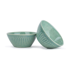 Ceramic Medium Serving Bowls Set Of 2 Pieces - 900ml Each, Light Mint | Premium Stoneware Ceramic Bowls - Medium Size | Microwave Safe Bowls - Bowl Sets With Glossy Finish | Ceramic Bowl