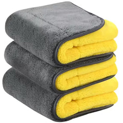 Detachi Dual Sided Microfiber Cloth 600 Gsm | Thick Lint & Streak-Free Multipurpose Cloths | Absorbent Extra Thick Plush Towel For Cleaning, Washing & Drying - Dual (3 Pcs)