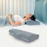 Cervical Memory Foam Pillow For Neck Pain, Standard Size - 19 X 11 X 4 Inch | Orthopedic Pillow Spondylitis Neck & Shoulder, Head Pain | Washable Jacquard Midnight Blue Cover - Pack Of 1