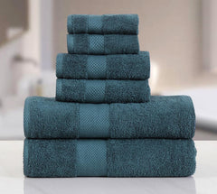 Fash Home International Micro Twist 2 Bath +2 Hand + 2 Face Towel 1200 Gsm | Pack Of 6 (Peacock Blue)