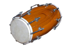 Handmade Wood Dholak Indian Musical Instrument Drum Nuts N Bolt - Brown | Perfectly Symmetric Round Dholak - Dholak For Festival, Wedding, Satsang | Very Easy To Tune