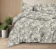 Cotton Queen Size Printed Double Bedsheet With 2 Pillow Covers For Home | 90 X 100 Inches, Grey - Beautiful Bedsheet Set | Perfect For Gifting Wedding, Anniversary