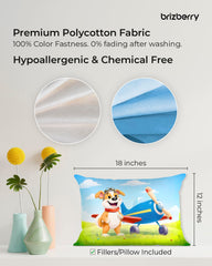 Kids Pillow Cushion With Super Soft Fabric, Animal & Cartoon Prints - 12x18 Inches | Dual Sided Design, Durable & Easy Care | Large & Versatile, Multi-Purpose, Made In India - Design 28