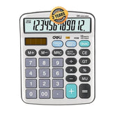 Deli Cm19811 12-digit Display Steps Check And Correct Metal Desktop Calculator | 3 Years Warranty, Offering Long-term Use | - Silver