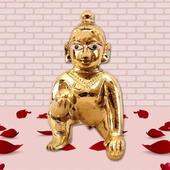 Laddu Gopal Statue, Baby Krishna, Thakur Ji Murti, God Idol, Brass - Size No. 2, Little Krishna Makhan Chor Idol, Made In India, Idol - Home Office Decoration, Temple Pooja, Gift Item