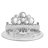 Designer Stainless Steel Floral Shagun Laser Bloom Dinner Set Of 65 Pieces, Silver | Easy To Clean & Dishwasher Safe