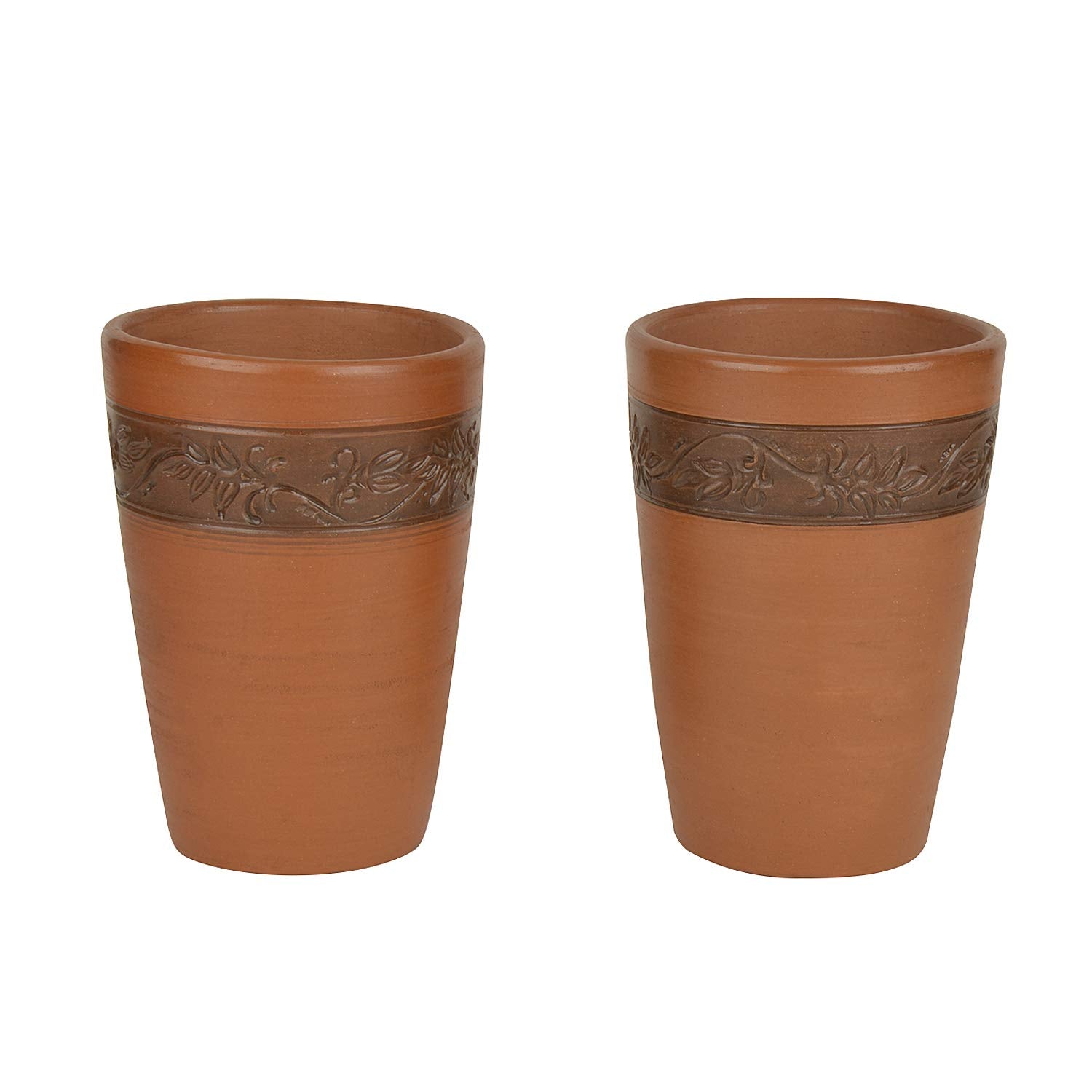 Handmade Earthen Clay Lassi Milk Beer Glasses Set Of 2 - Brown, 450ml Each | Earthenware Glasses Handmade Earthen Clay Lassi Milk Beer Glasses Set Of 2 - Brown, 450ml Each | Earthenware Glasses
