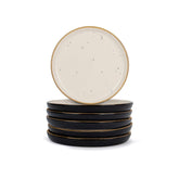Quarter Plates Set Of 6, Black Ivory - Ceramic Snack Plates | Snacks Plates Set - Dessert Plates, Snack Plate | Small Plates With Glossy Finish - Microwave Safe & Chip Resistant