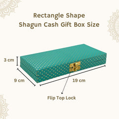 Decorative Shagun Cash Gift Box For Money Gaddi, Jewellery, Gifting Sagan Wedding Occasion, Dot Pattern, Leatherette Finish Rectangle Shape, Colour - Green
