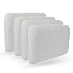 Cervical Memory Foam Pillow, White Pillow For Neck & Shoulder Pain, Standard Size - 23 X 13 X 4 Inch | Pillow For Back, Stomach, Side Sleepers, Washable Cover | Orthopedic Pillow - Pack Of 4