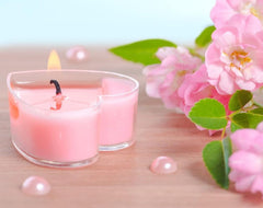 TEALIGHT CANDLES HEART SHAPE FRAGRANCE PINK ROSE | BURNING TIME 5 HOUR SET OF 10