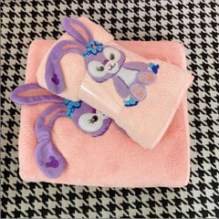 Homecloud Super Soft Rabbit Bath Towel With Hand Towel 700 Gsm | 3x Softer Than Cotton Towels A Gift For Baby Shower | Set Of 2 (Pink)