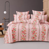 Cotton Double Bedsheets King Size With 2 Pillow Covers | Size 78 X 72+10 Inches, Light Pink-All Around Elastic Fitted Design Bedsheet