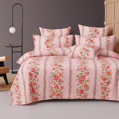 Cotton Double Bedsheets King Size With 2 Pillow Covers | Size 78 X 72+10 Inches, Light Pink-All Around Elastic Fitted Design Bedsheet