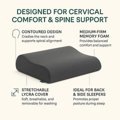 Cervical Pillow For Neck Pain & Shoulder Pain Relief, Slate, Size - XL King | Memory Foam Pillow - Spondylitis Orthopedic Pillow | Neck Support, Pillow For Sleeping, Contour Medical Pillow