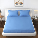 Microfiber Double Bed Bedsheet With 2 Pillow Covers Double Bed Sheet King Size - Size 90 X 95 Inches, Sky Blue | 144 TC King Size Perfect Bedsheet