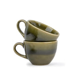 Ceramic Tea Cups Set Of 6 - Mehndi Ombre, 200ml Each | Tea Cup Set With Glossy Finish - Ceramic Tea Cup Set | Tea Cups Only - Microwave Safe & Dishwasher Safe